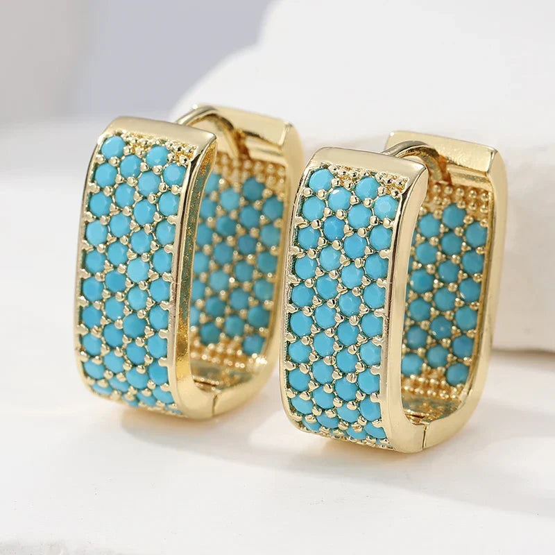 Turquoise Crush Gold Hoops
