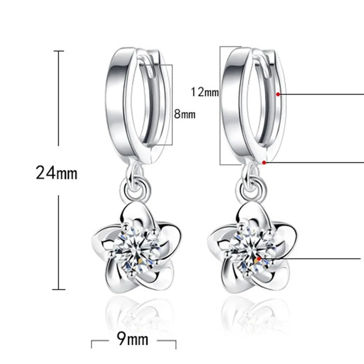 Sterling Silver Earrings with Purple and White Zircons