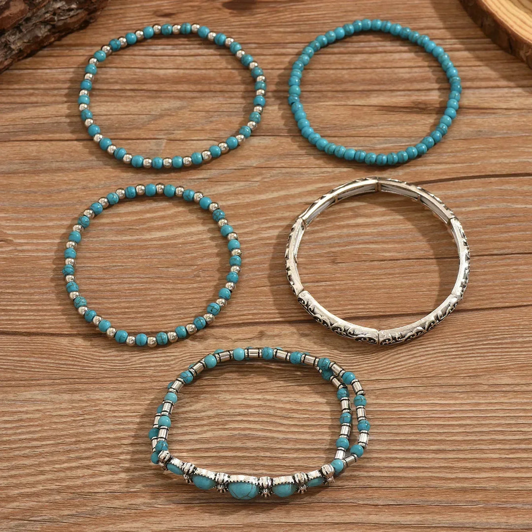 Premium Turquoise Beaded Bracelet Set