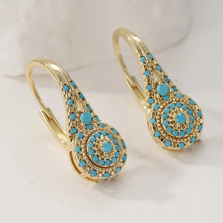 Gilded Turquoise Bloom Earrings