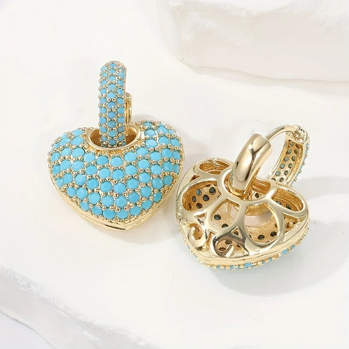 Elegant Turquoise Heart Earrings