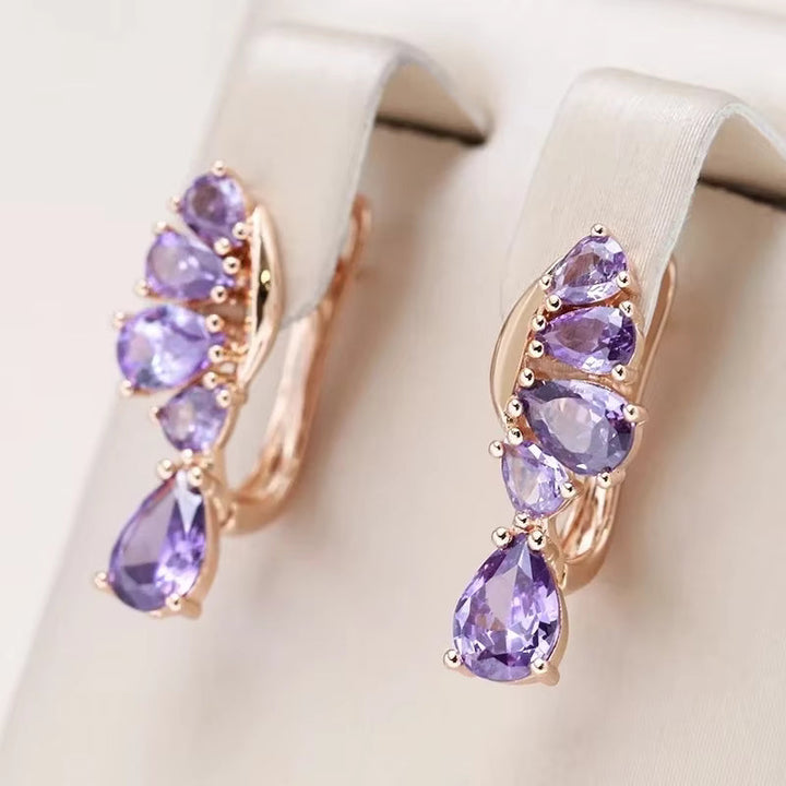 Elegant Purple Zircon Hoop Earrings