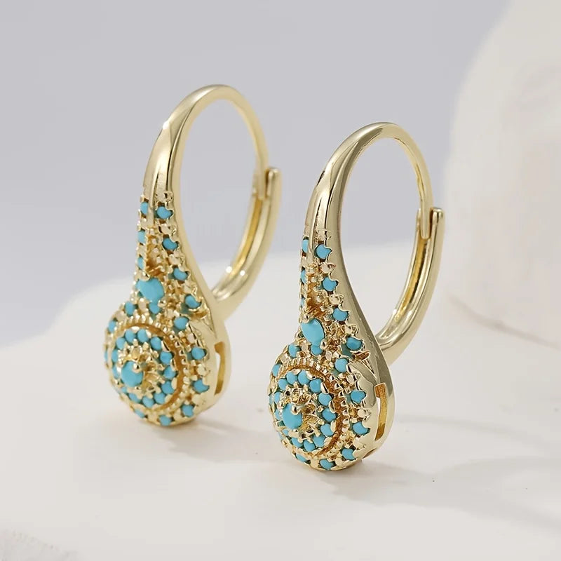Gilded Turquoise Bloom Earrings