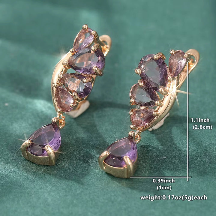 Elegant Purple Zircon Hoop Earrings
