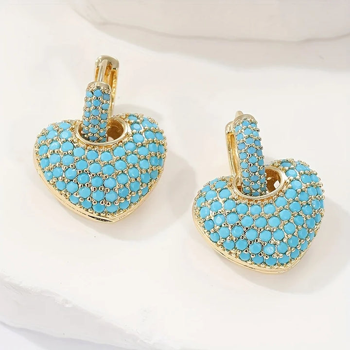 Elegant Turquoise Heart Earrings