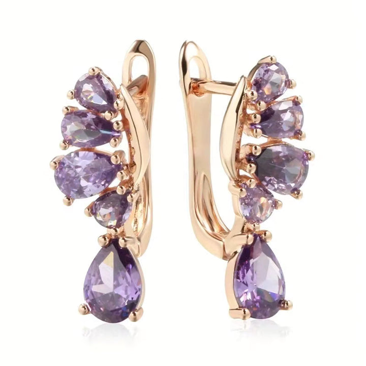 Elegant Purple Zircon Hoop Earrings