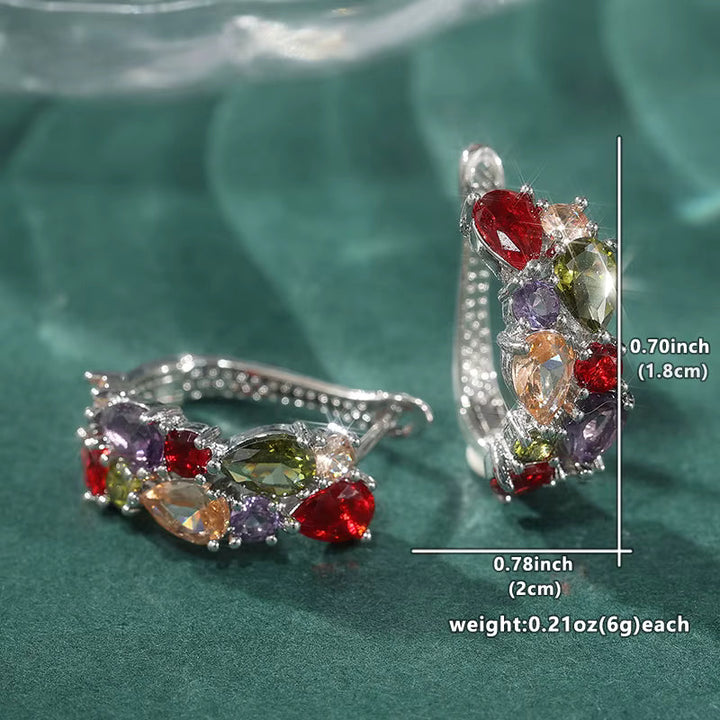 Elegant Colorful Zircon Hoop Earrings