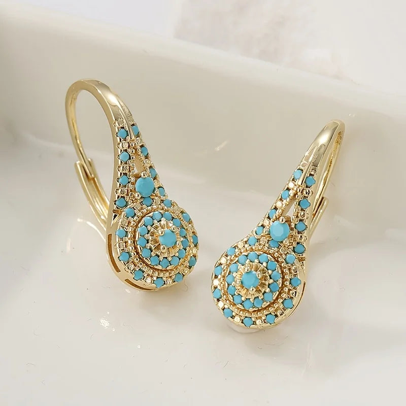 Gilded Turquoise Bloom Earrings