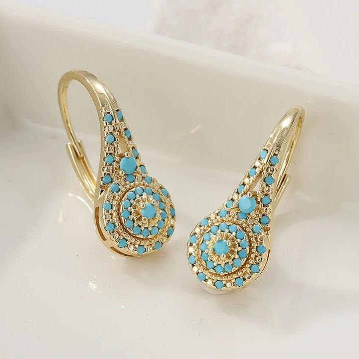 Gilded Turquoise Bloom Earrings