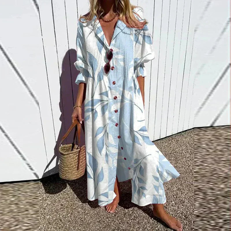 Women's Dress | Floral V-Neck Long Sleeve Maxi
