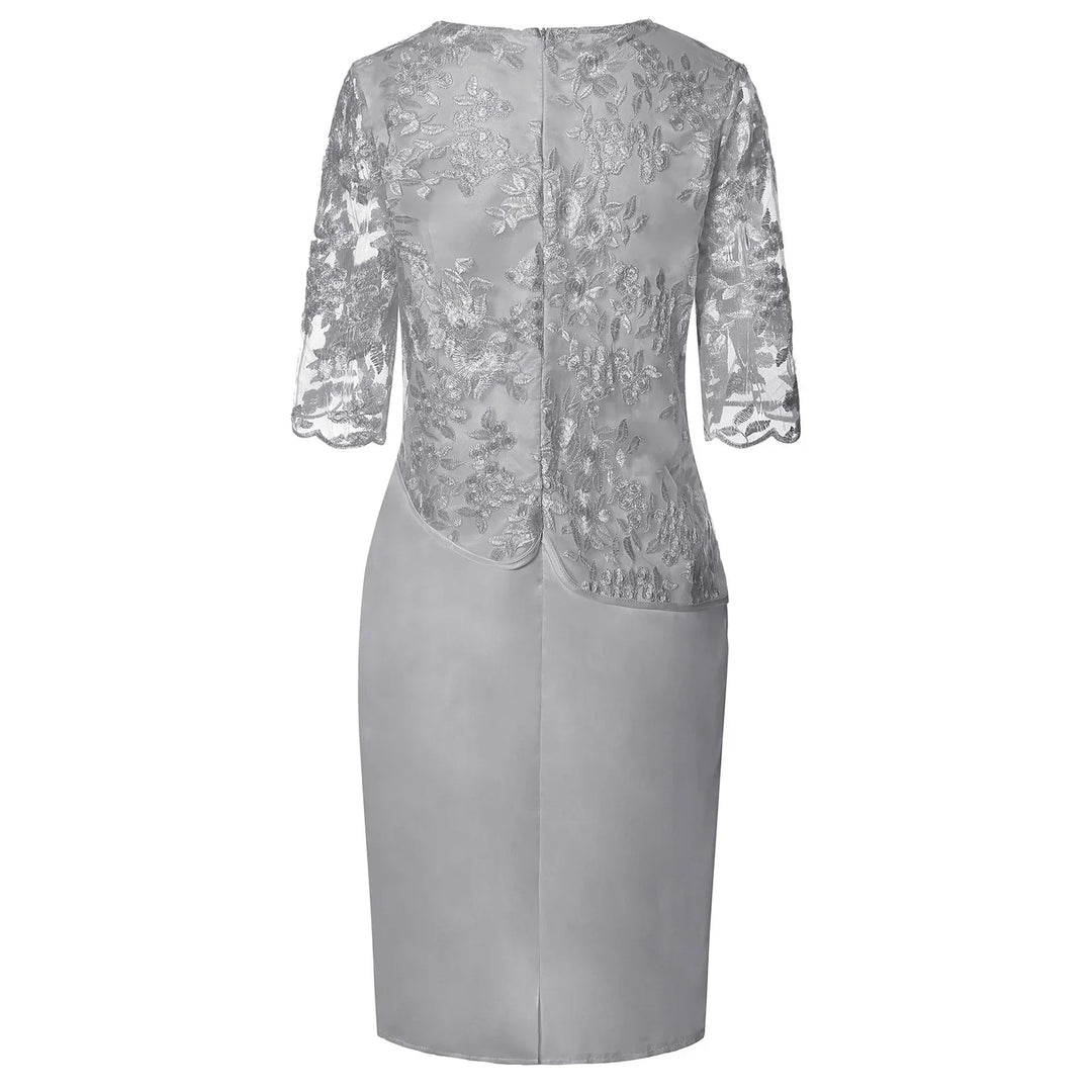 Women's Dress | Knee Length Embroidered Overlay