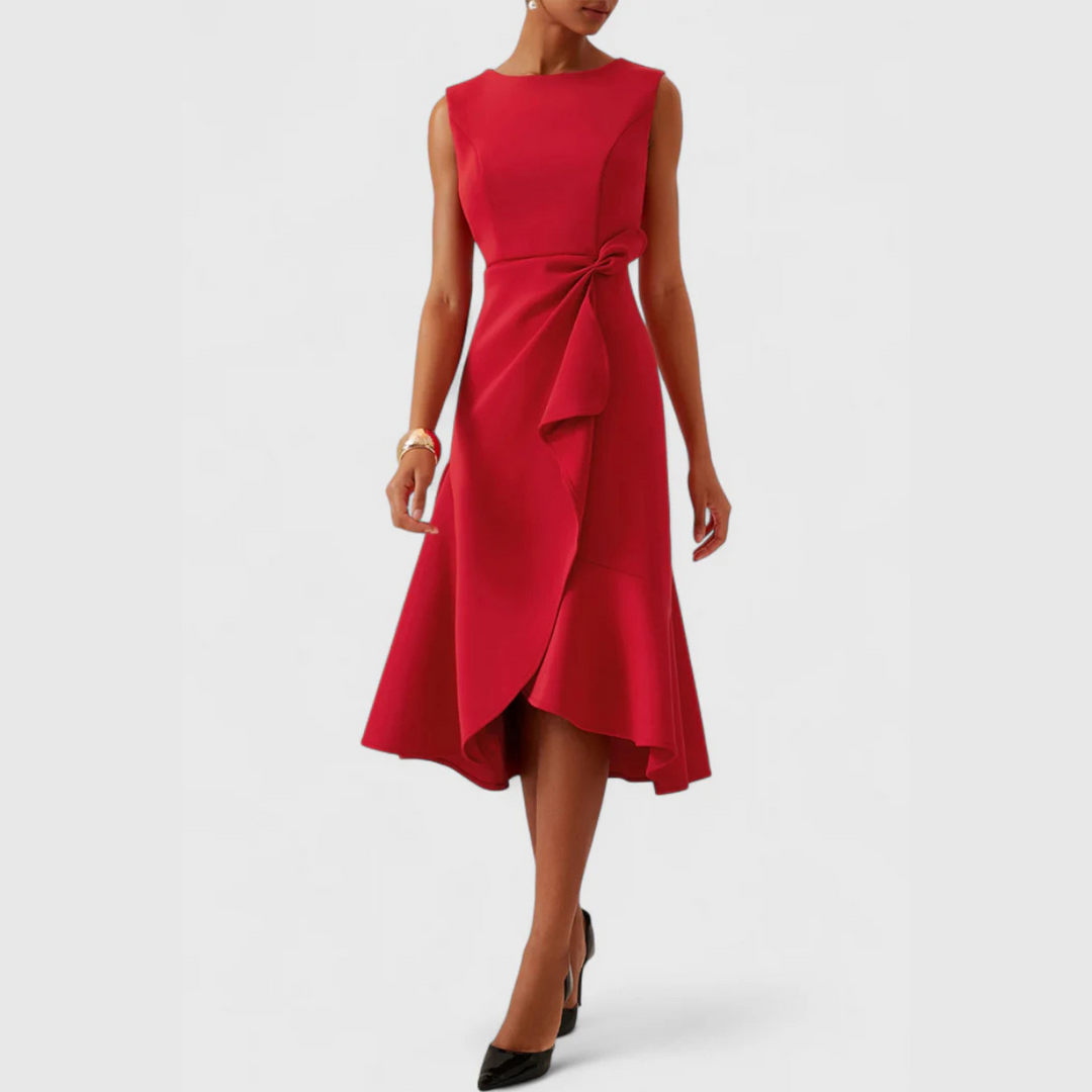 Women's Dress | Ruffle Hem Wrap Detail Midi