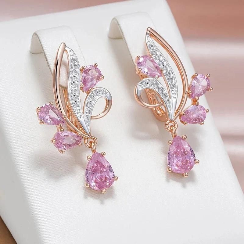 Shimmering Zircon Flower Drop Earrings
