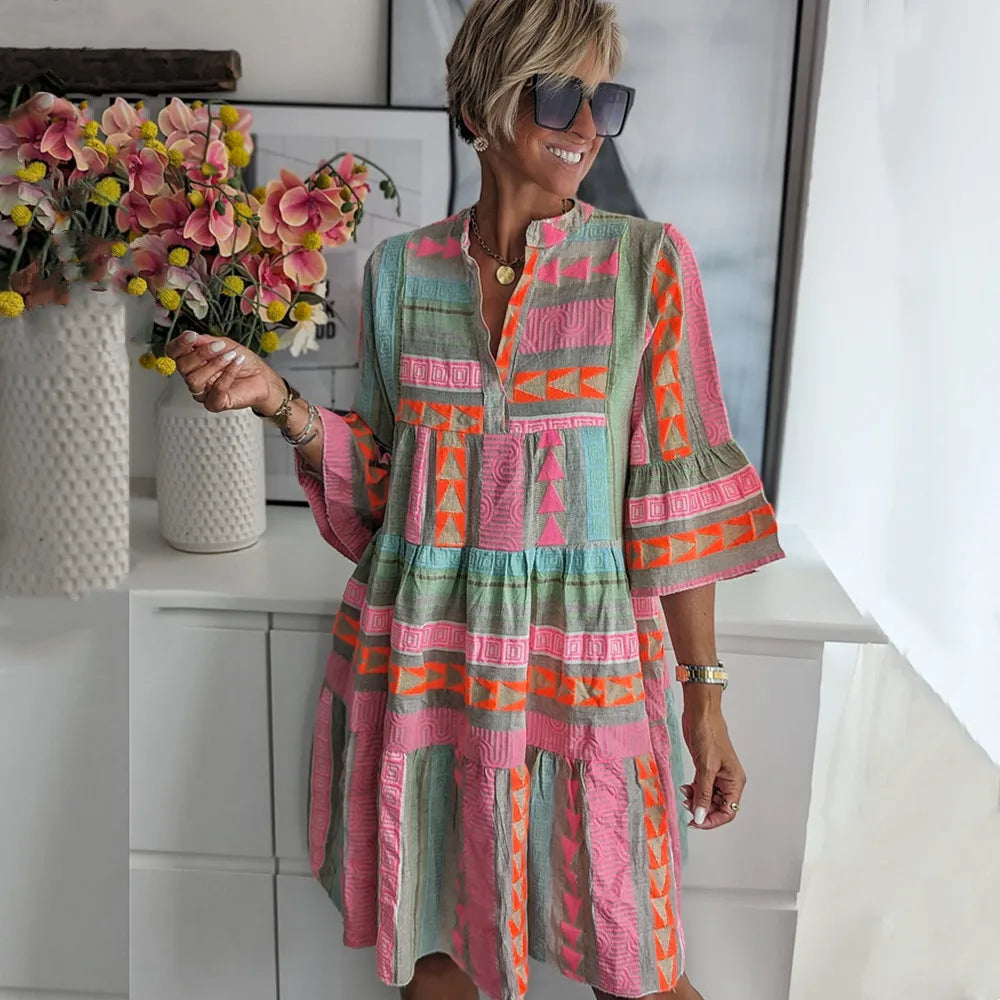 Women's Spring Dress | Printed Tiered Mini
