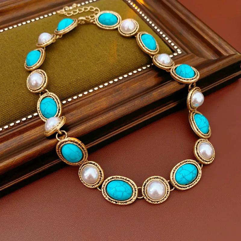Antique Turquoise Pearl Set