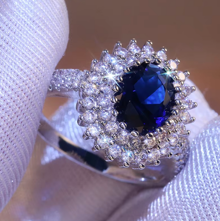 Luxury Blue Crystal Stone Ring