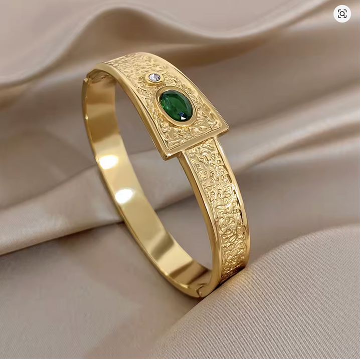 Retro Rhinestone Stone Cuff Bracelet