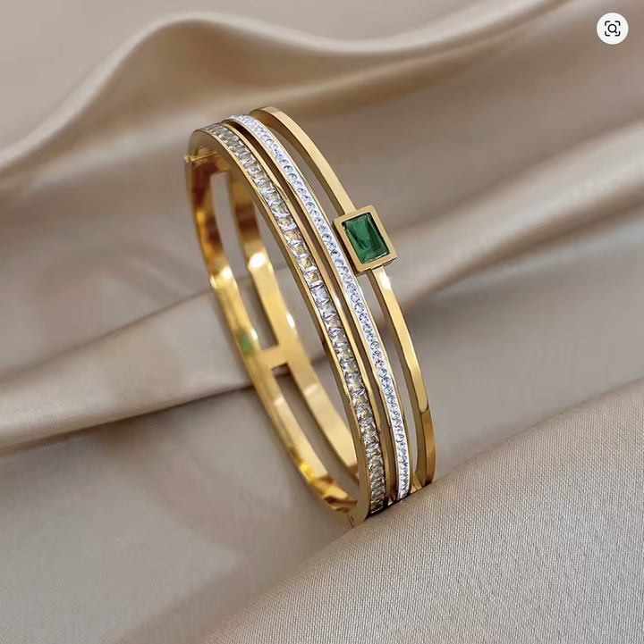 Retro Rhinestone Stone Cuff Bracelet