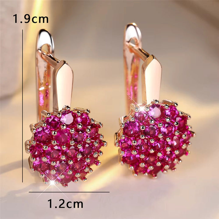 Round Pink Zircon Hoop Earrings