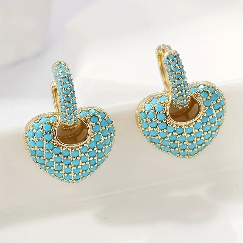 Elegant Turquoise Heart Earrings