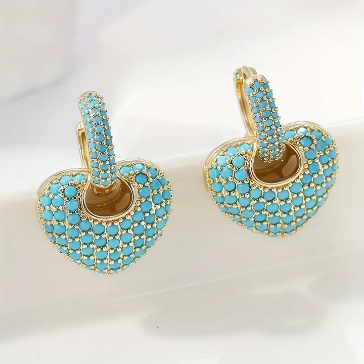 Elegant Turquoise Heart Earrings