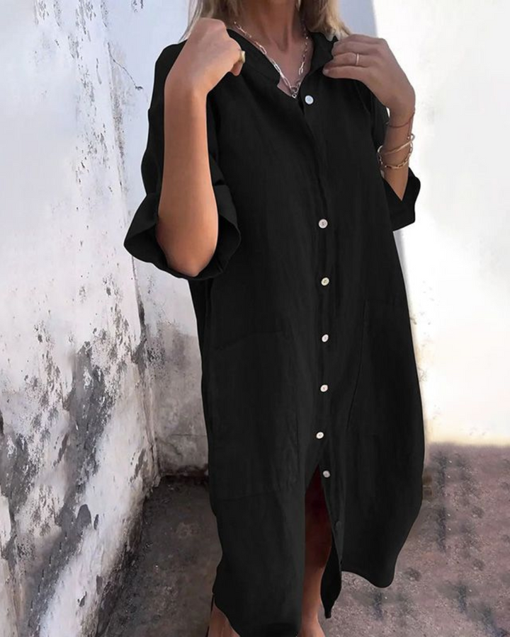 Shirt Dress for Women – Button Front Design | Short Sleeves & Pockets
