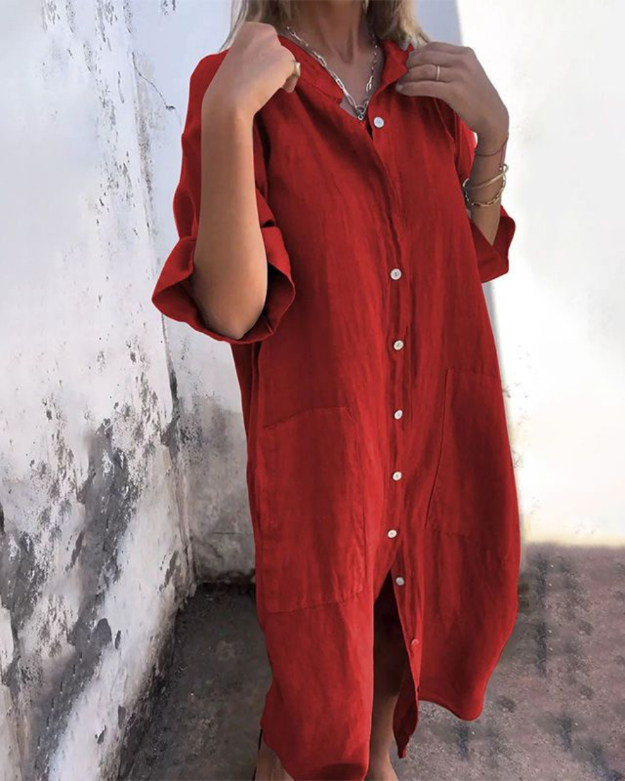 Shirt Dress for Women – Button Front Design | Short Sleeves & Pockets