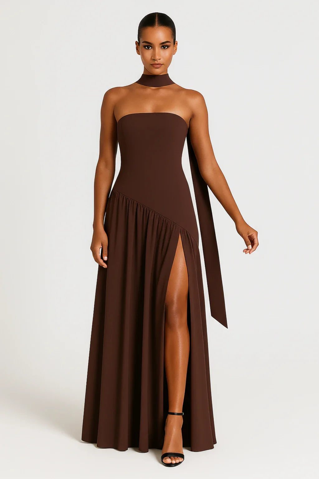 Slit Strapless Maxi Dress for Women