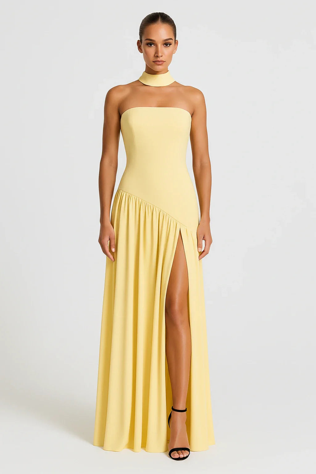 Slit Strapless Maxi Dress for Women