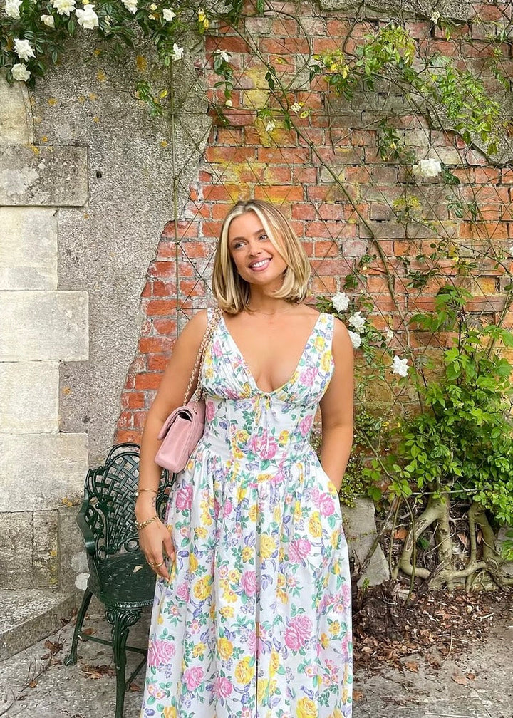 Women’s Summer Dress | Sleeveless V-Neck Midi