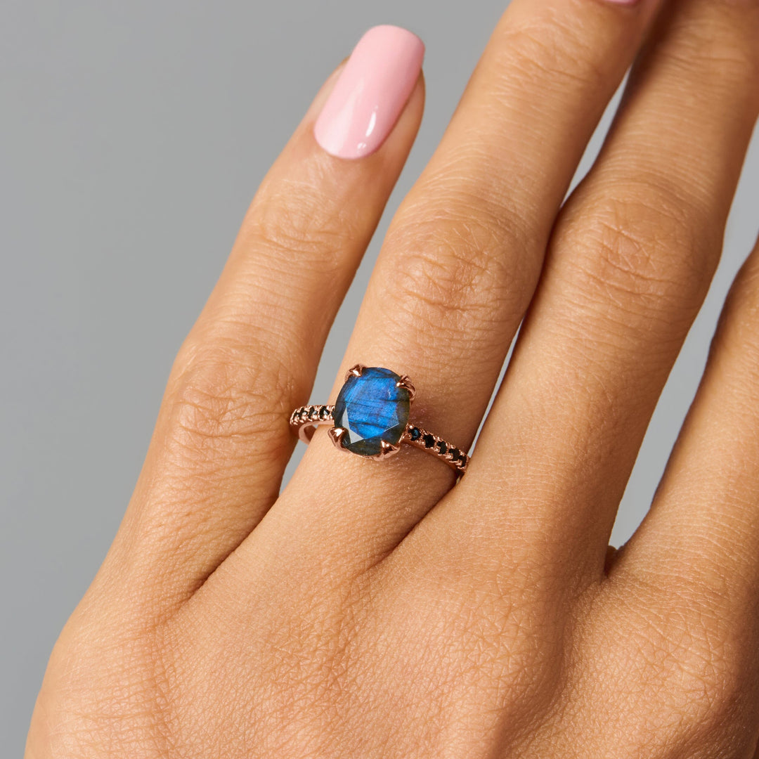 Labradorite and Spinel Statement Ring