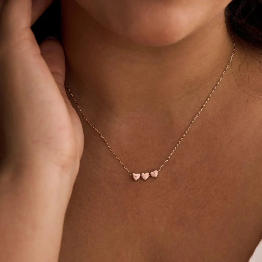 Custom heart pendant necklace with multiple initials