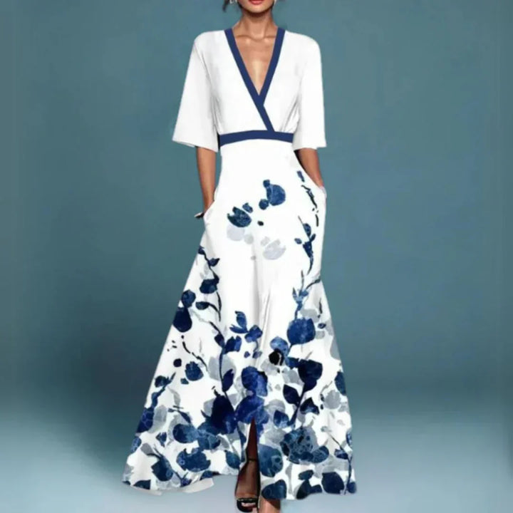 Women's Floral Print Maxi Dress - Casual Long Dress