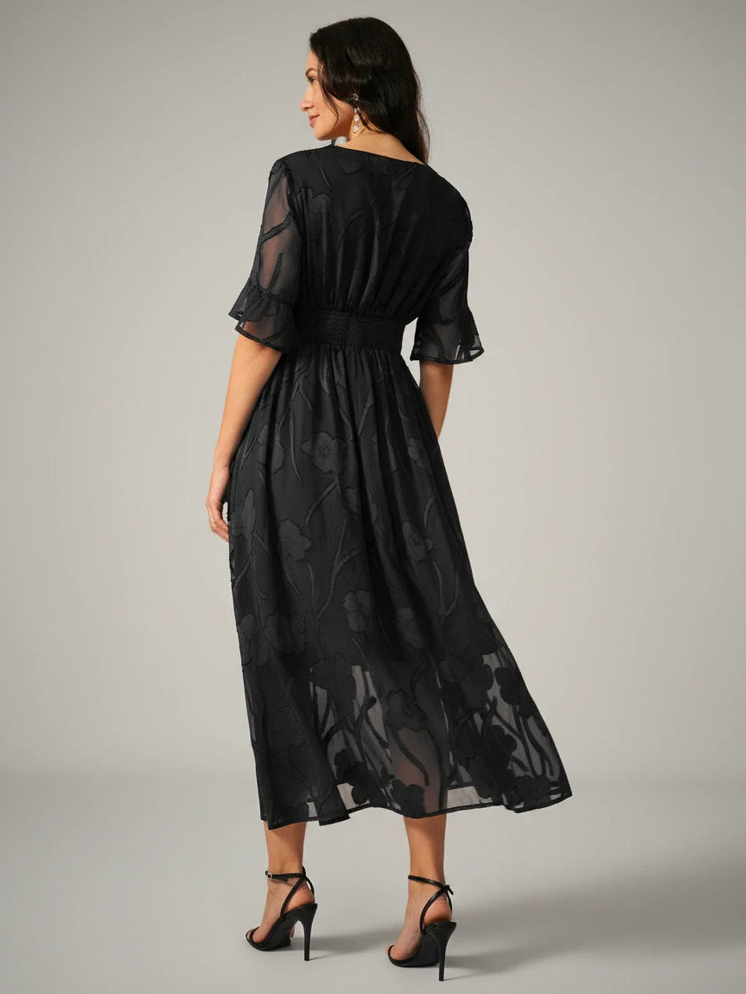 V-Neck A-Line Midi Dress for Women