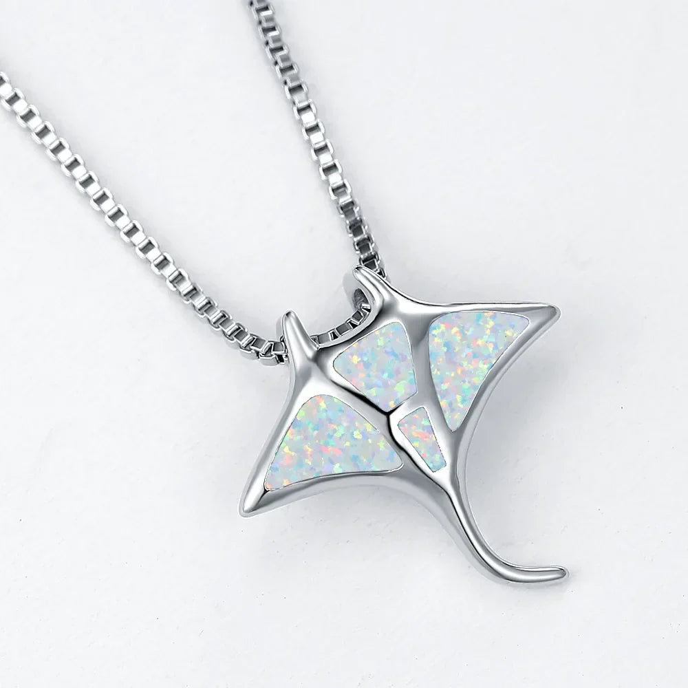 Manta Ray Blue Opal Necklace