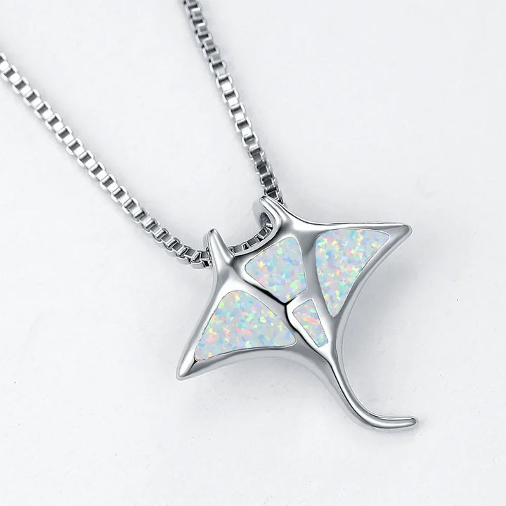 Manta Ray Blue Opal Necklace