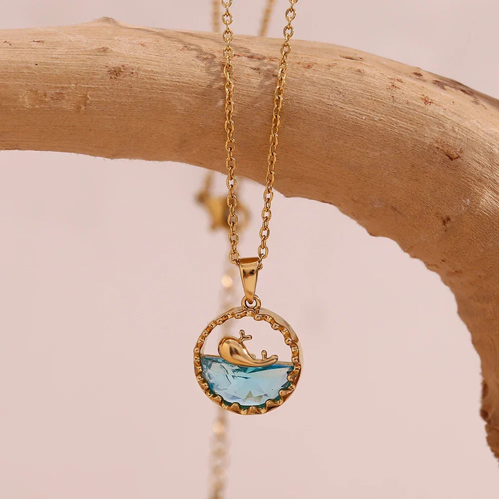 Blue Ocean Whale Pendant Necklace