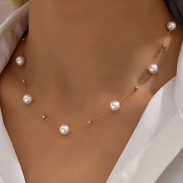Delicate Pearl Station Necklace