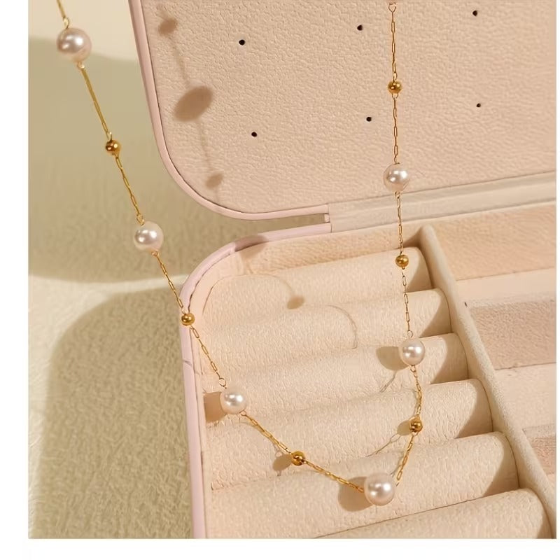 Delicate Pearl Station Necklace