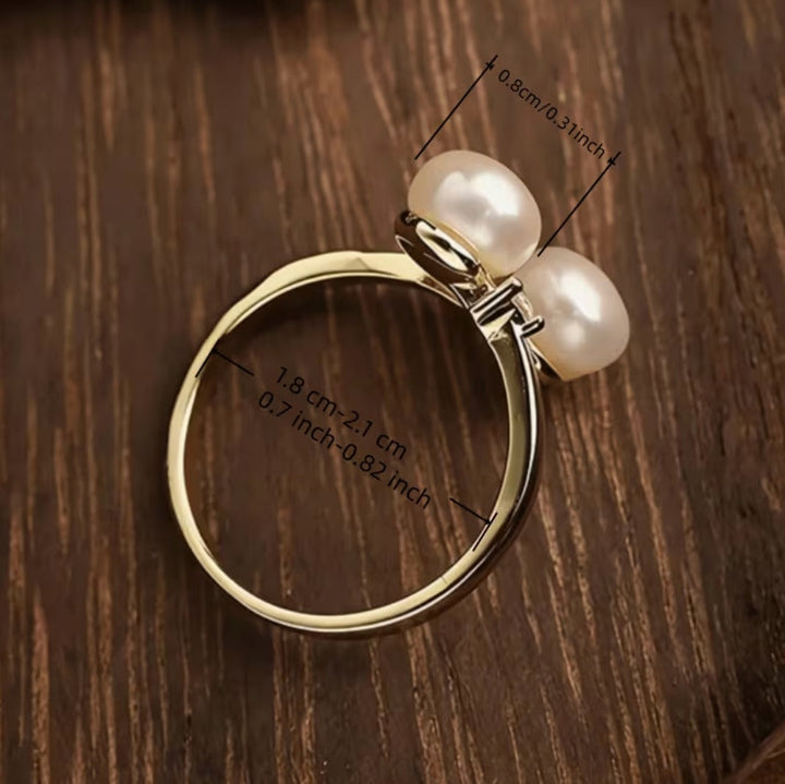 Double Pearl Adjustable Ring
