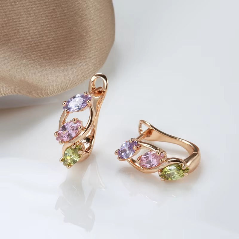 Colourful Zircon Huggie Earrings