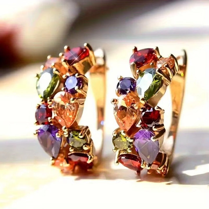 Elegant Colorful Zircon Hoop Earrings