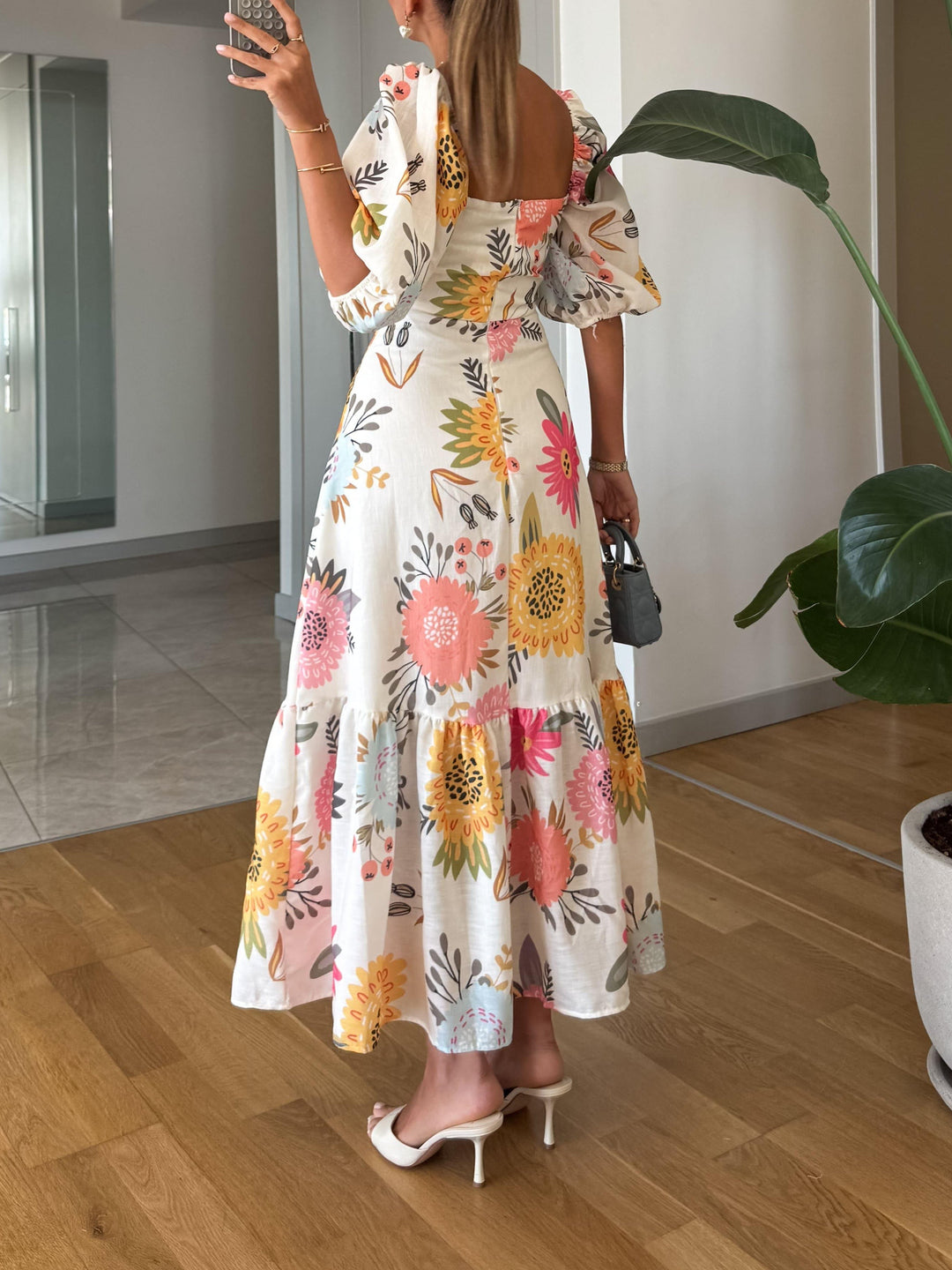 Women’s Dress | Square Neck Floral Midi