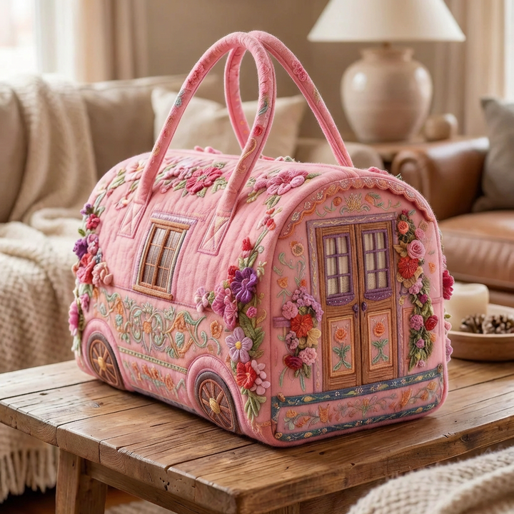 Floral Caravan Cottage Quilted Duffel Bag