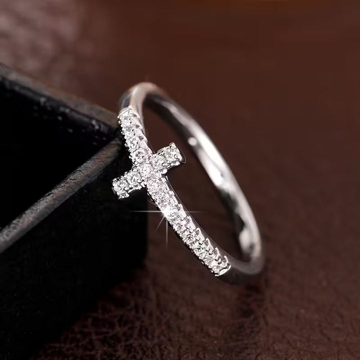 Minimalist Zirconia Cross Ring