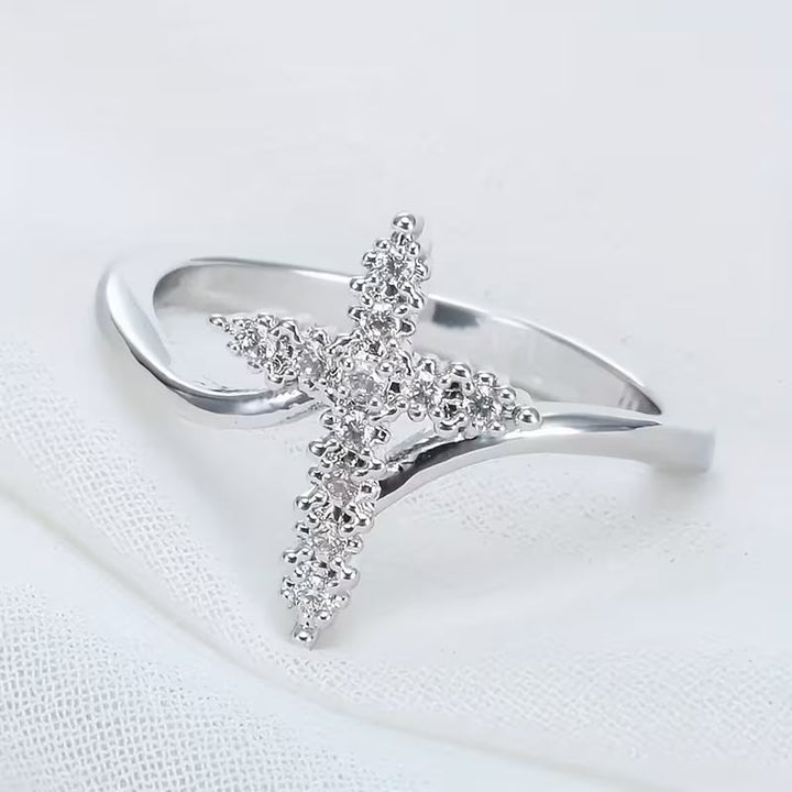 Minimalist Cross Zirconia Ring