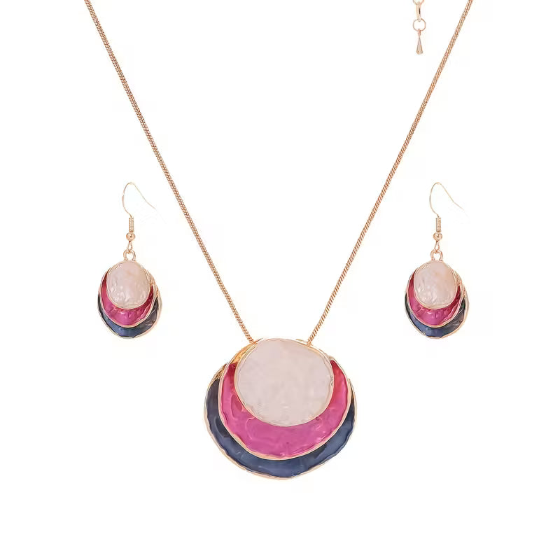 Boho Enamel Necklace and Earring Set