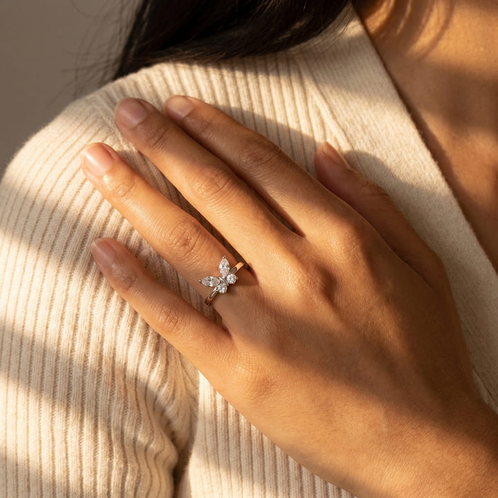 Diamond Glow Butterfly Ring - (ADJUSTABLE)