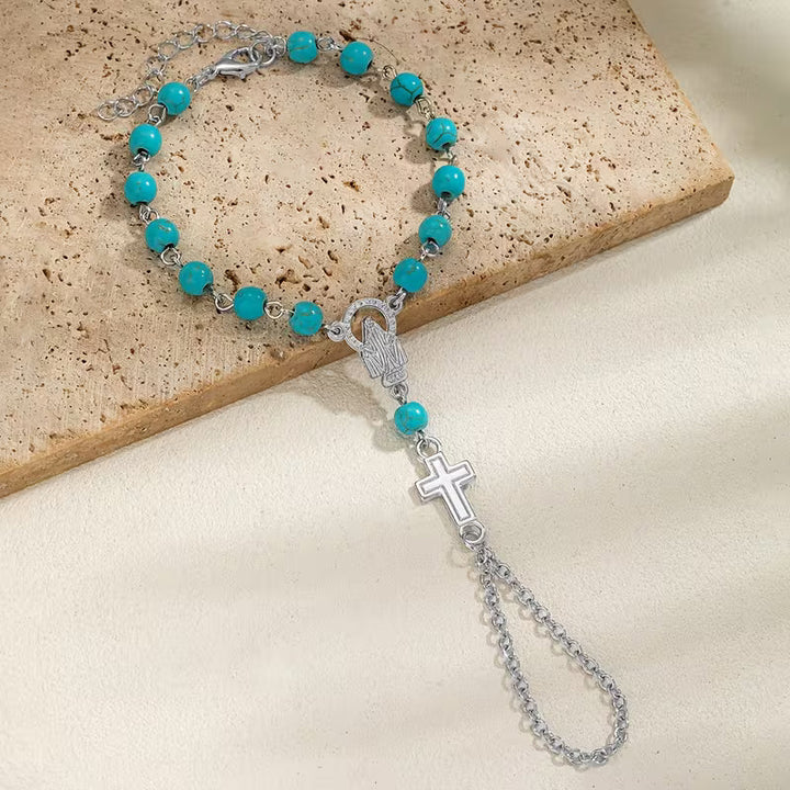 Gothic Rosary Cross Bracelet