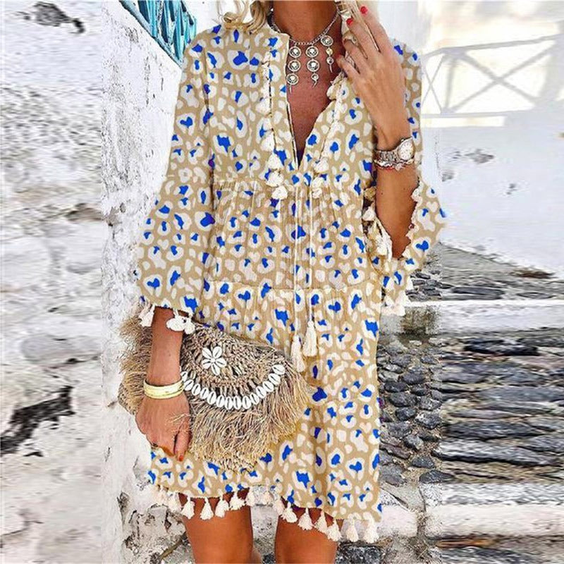 Aimee | Women's V-Neck Boho Mini Dress